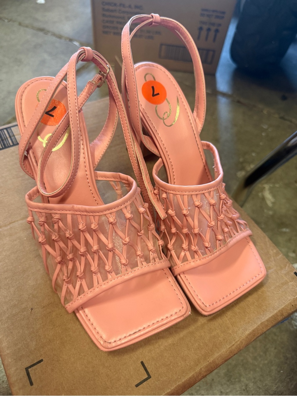 Sam Edelman Pink Woven Slingback Heels